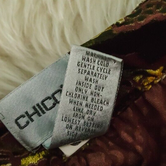 Chico's 3 Size XL Velvet Burn Out Drawstring Waist Scoop Neck Long Sleeve Polyes - Picture 5 of 6